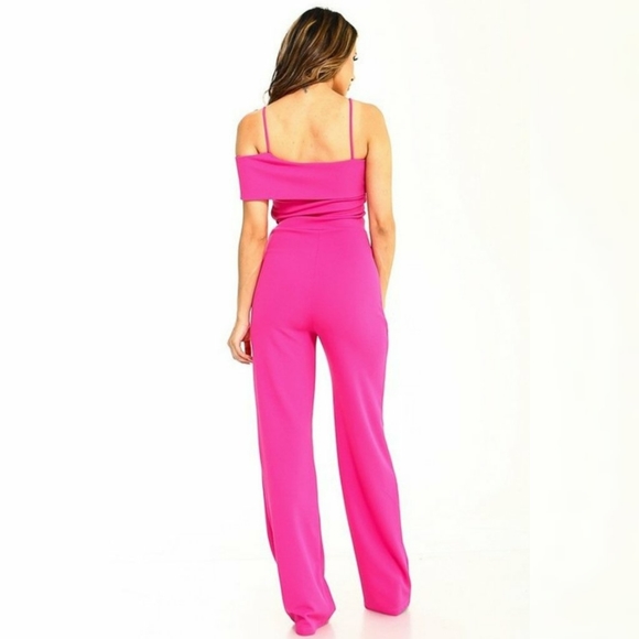 One Shoulder Jumpsuit (Fuchsia) - Picture 4 of 4
